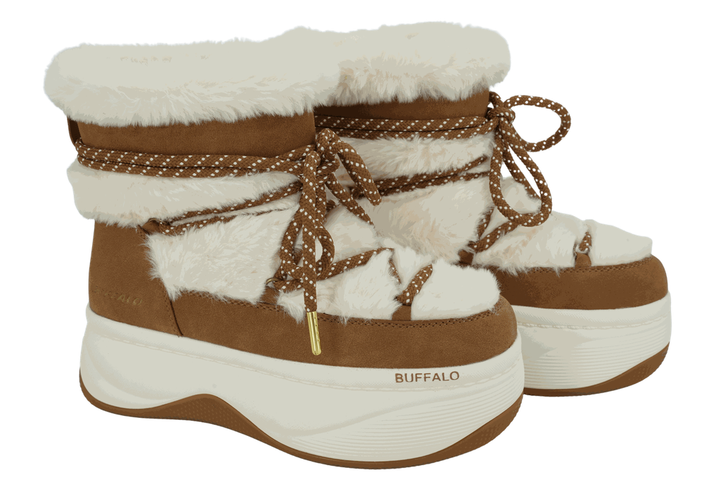 BUFFALO - SNOW BOOTS "ORCUS" COGNACS ET CRÈMES