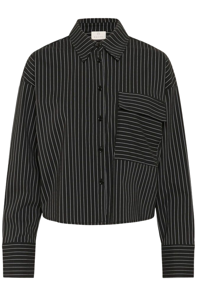 KAFFE - CHEMISE "KAELIANA" NOIRE À LIGNES BLANCHES