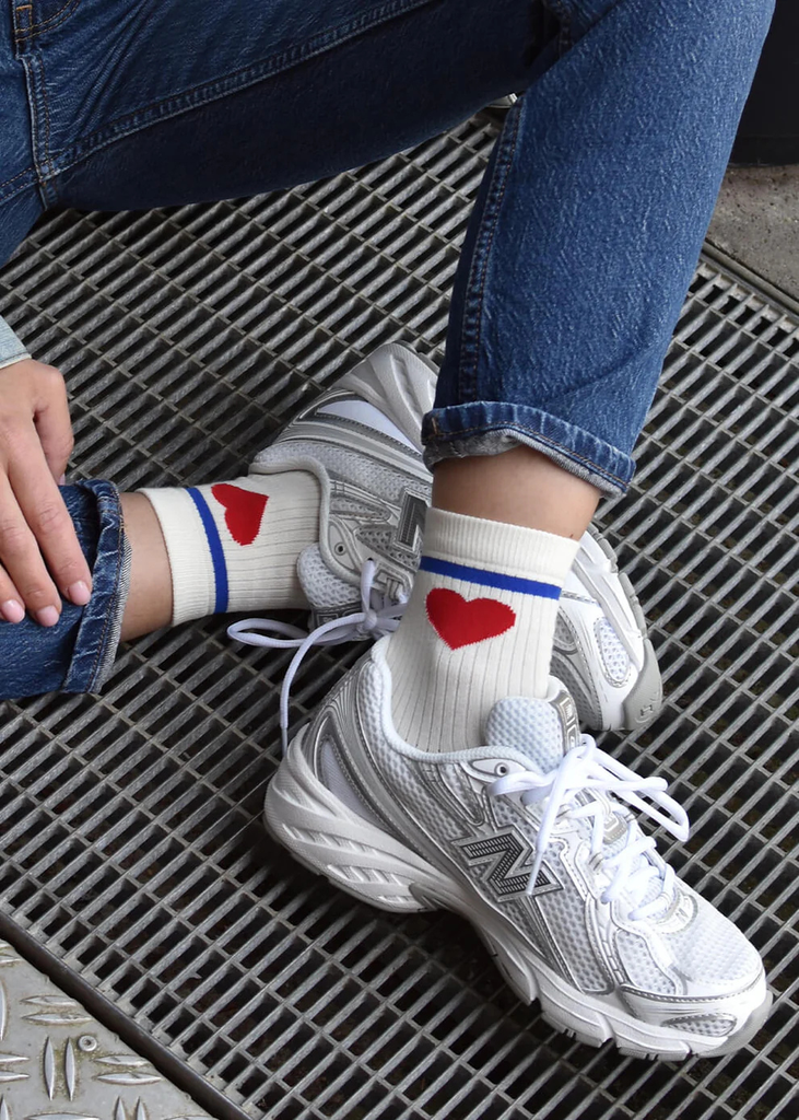 JCLAY - CHAUSSETTES MI-HAUTE COEUR ROUGE