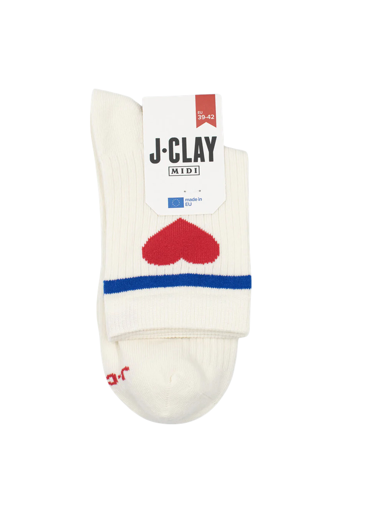 JCLAY - CHAUSSETTES MI-HAUTE COEUR ROUGE