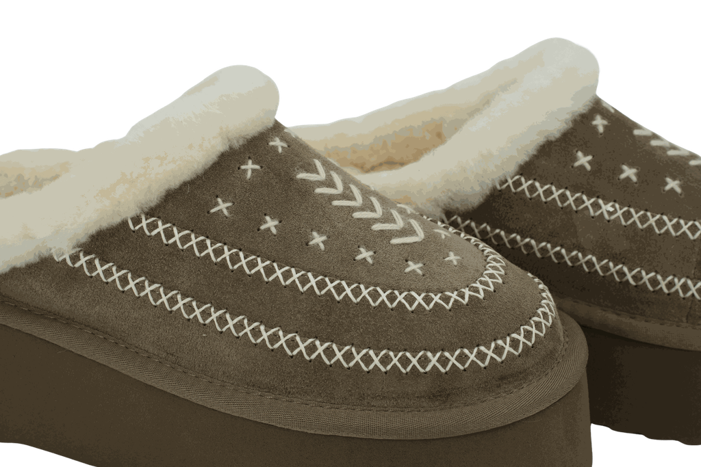 MISS OLIVIA - SABOTS FOURRÉS "IVY" TAUPE