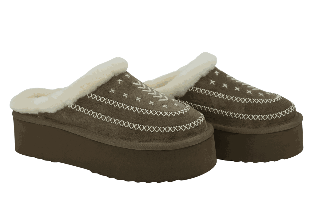 MISS OLIVIA - SABOTS FOURRÉS "IVY" TAUPE