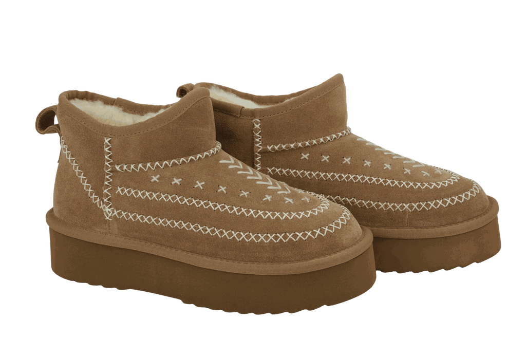 MISS OLIVIA - BOOTS FOURRÉS "IVY" COGNAC