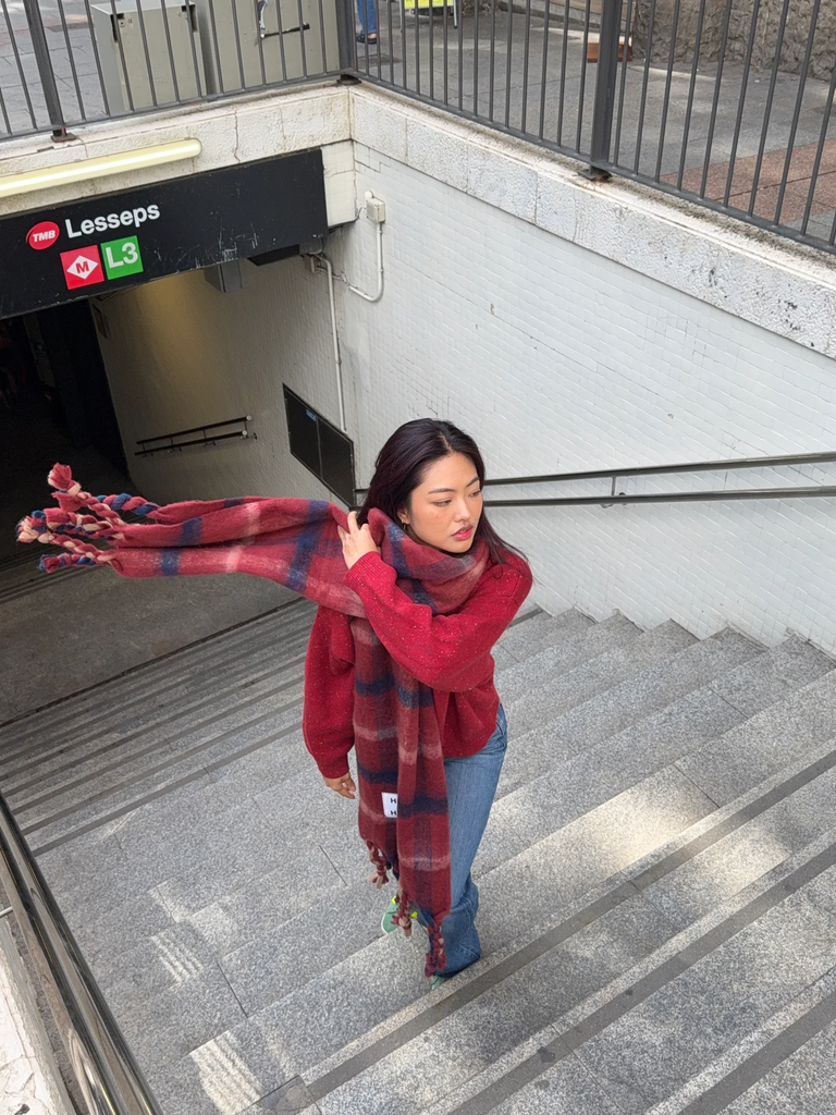 VERB TO DO - ECHARPE XXL "HUSTLE HARDER" BLEUE ET BORDEAUX