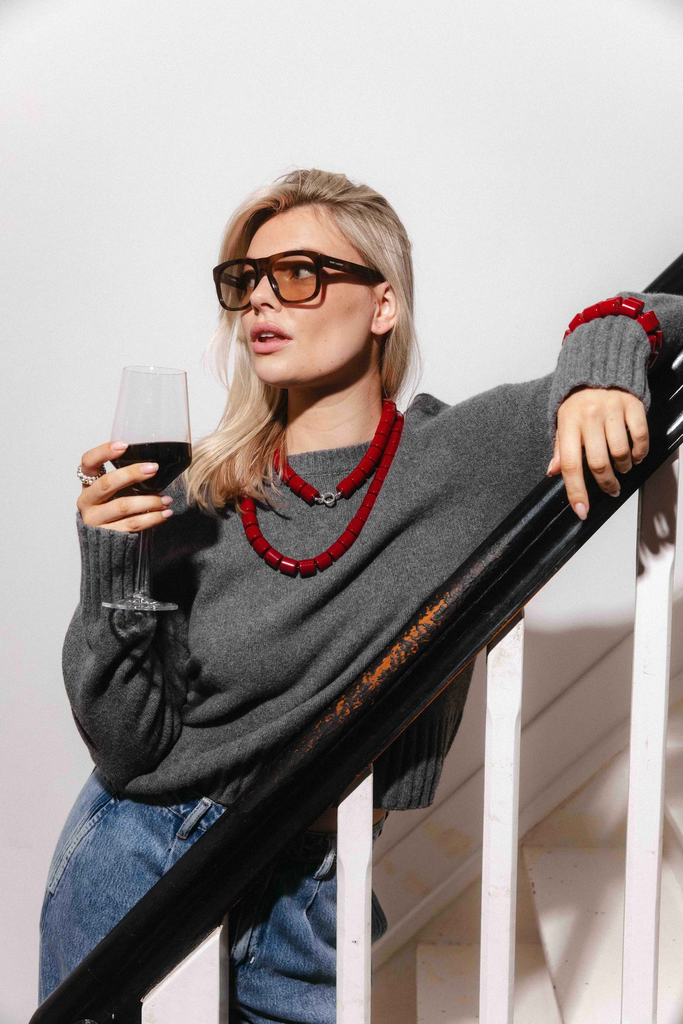 CATWALK JUNKIE - COLLIER "KISS" BORDEAUX