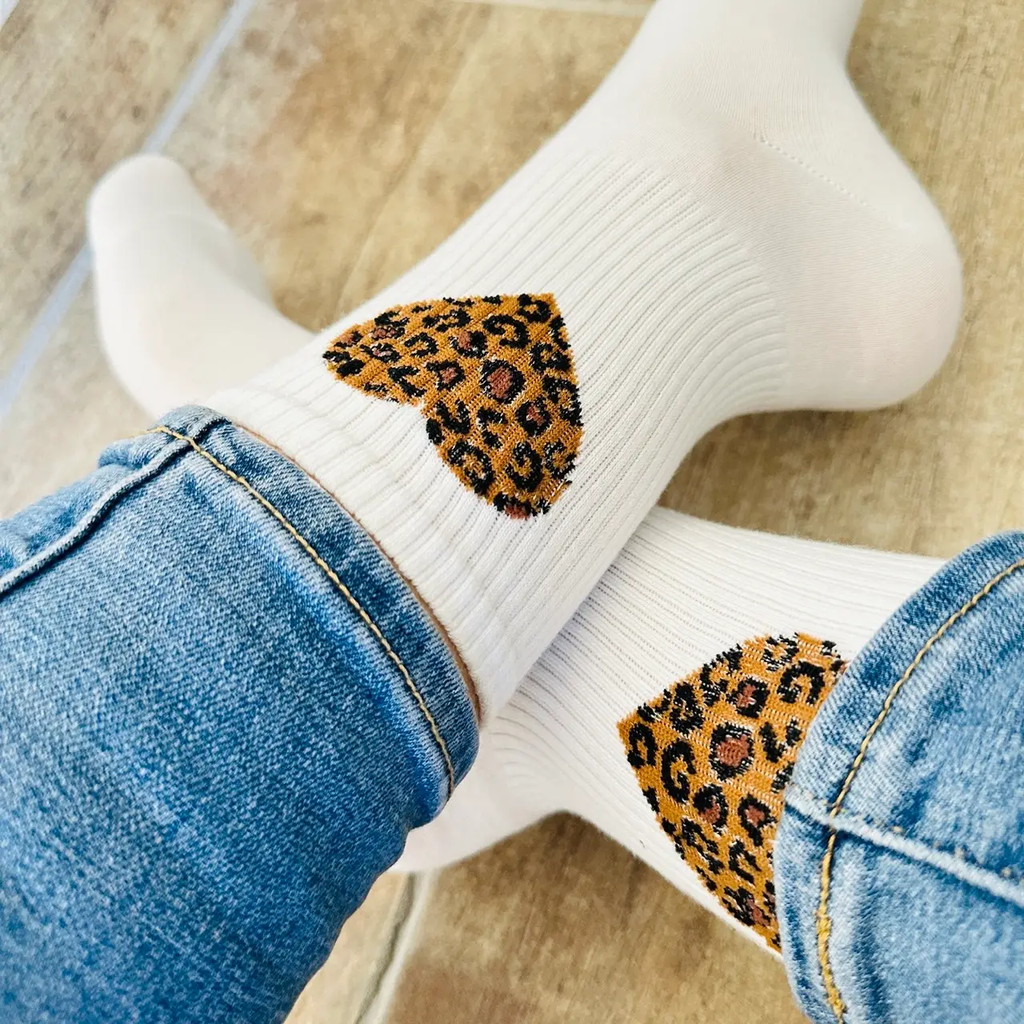 SOCKETTE - CHAUSSETTES "JUSTINE" COEUR LEOPARD