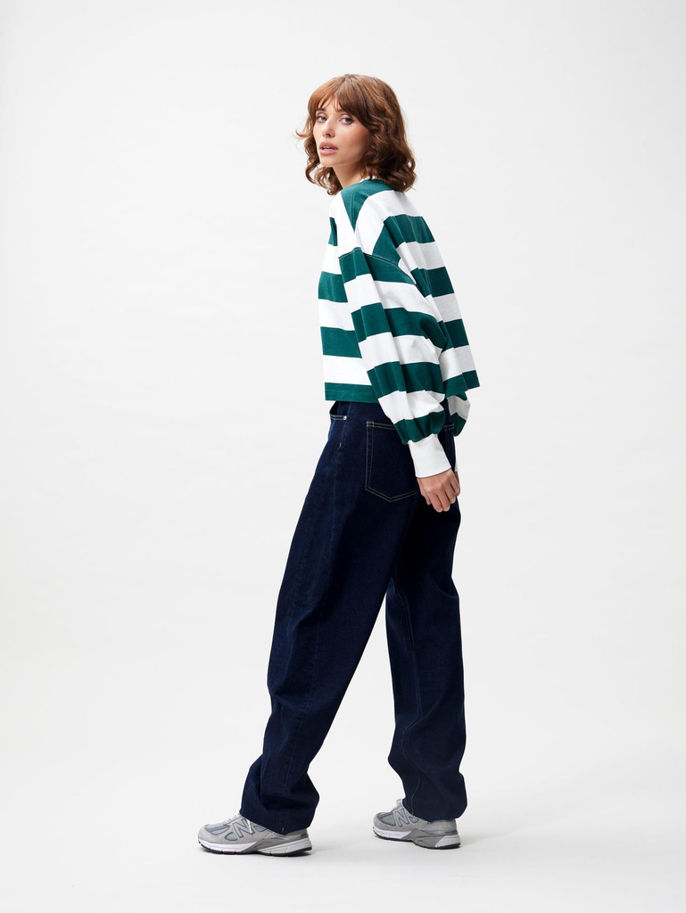 CATWALK JUNKIE - POLO RAYÉ OVERSIZE À MANCHES LONGUES VERT ET BEIGE