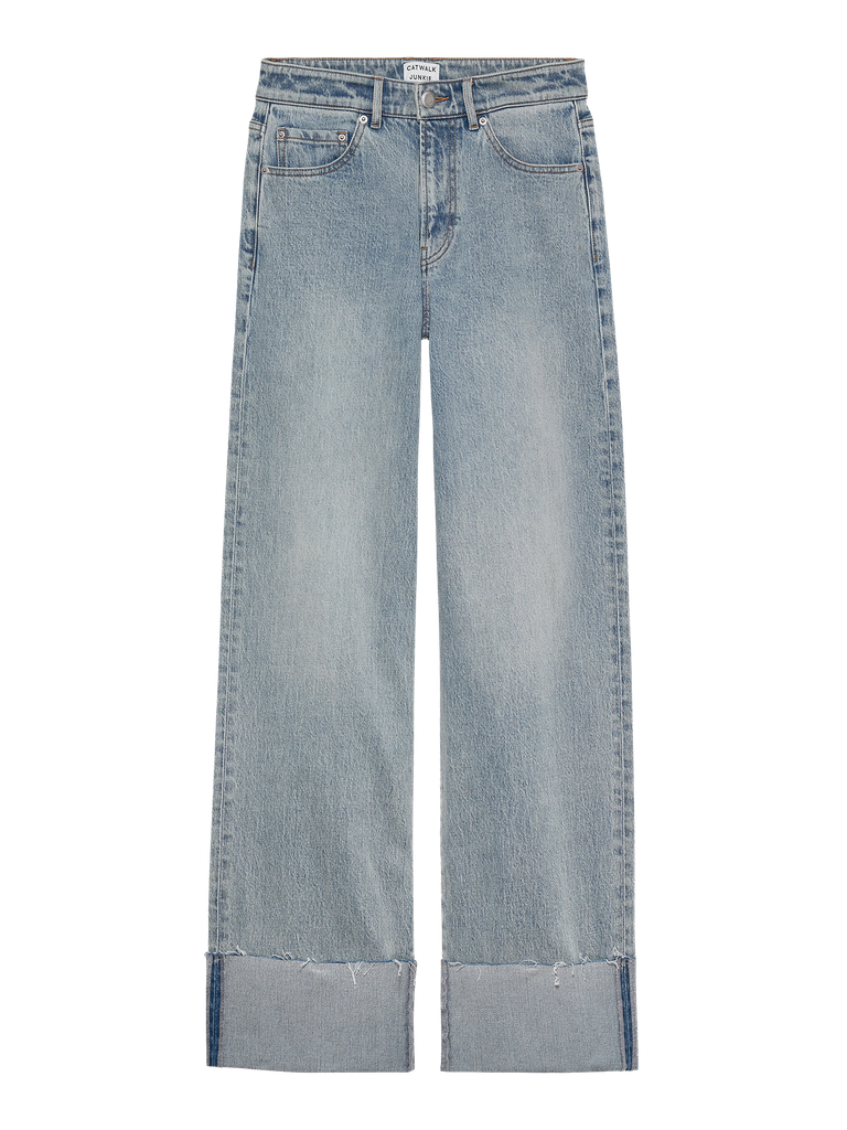 CATWALK JUNKIE - JEANS AUX BORDS PLIÉS BLEU CLAIR