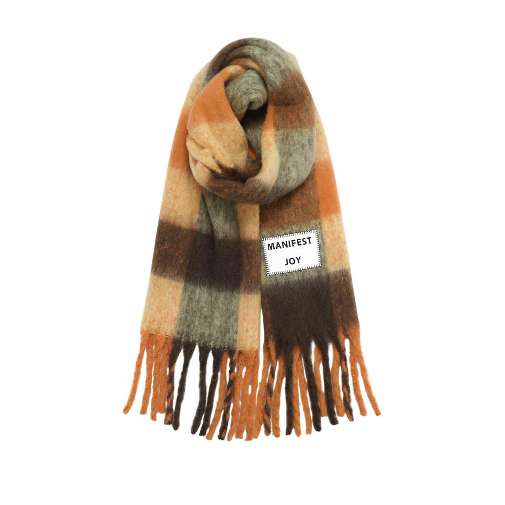 VERB TO DO - KHAKI AND MUSTARD "MANIFEST JOY" SCARF