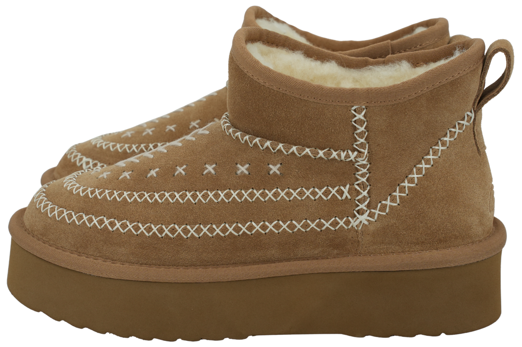 MISS OLIVIA - "IVY" COGNAC FUR-LINED BOOTS (36)