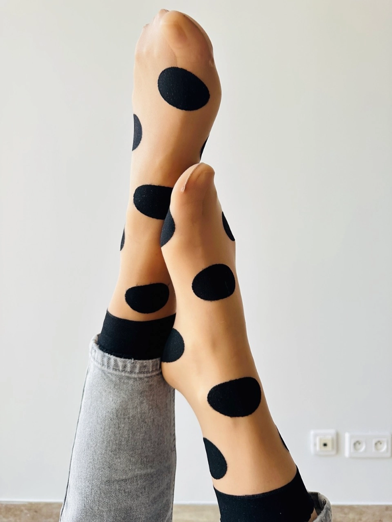 SOCKETTE - GROSSE POLKA DOT SOCKEN (Noir)