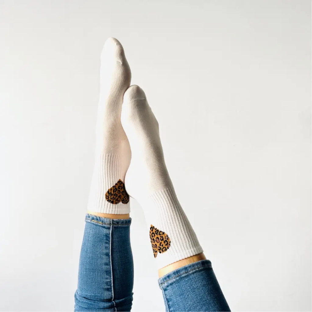 SOCKETTE - CHAUSSETTES "JUSTINE" COEUR LEOPARD