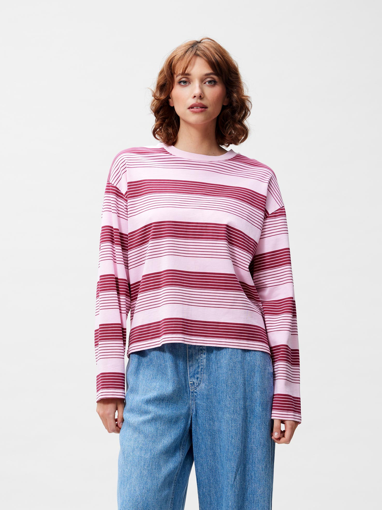 CATWALK JUNKIE - PINK STRIPED LONG-SLEEVED T-SHIRT