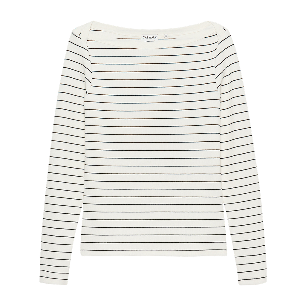 CATWALK JUNKIE - LONG-SLEEVED, BOAT NECK STRIPED T-SHIRT (34)