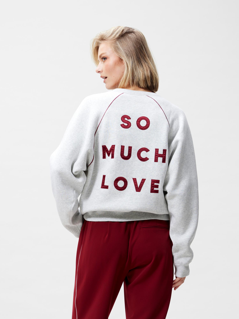 CATWALK JUNKIE - GRIJZE EN BURGUNDY GRAFISCHE SWEATSHIRT