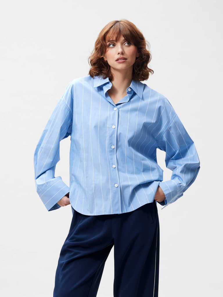 CATWALK JUNKIE - DOUBLE-BUTTON BLUE STRIPED SHIRT
