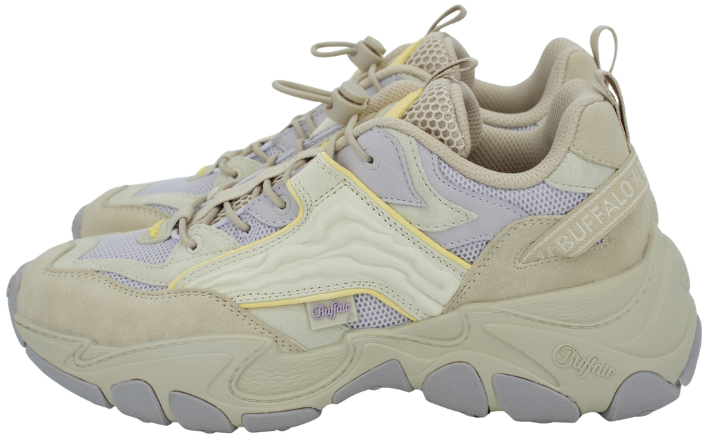 BUFFALO - "PYRA ONE" BEIGE AND LILAC SNEAKERS (36)
