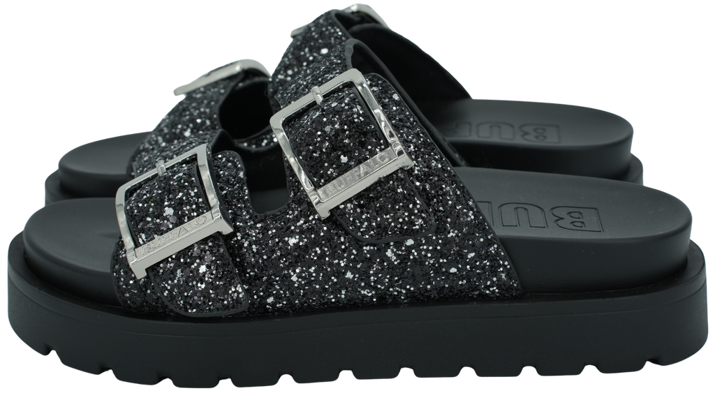 BUFFALO - SANDALES "RAYA ARI GLAM" NOIRES À PAILLETTES