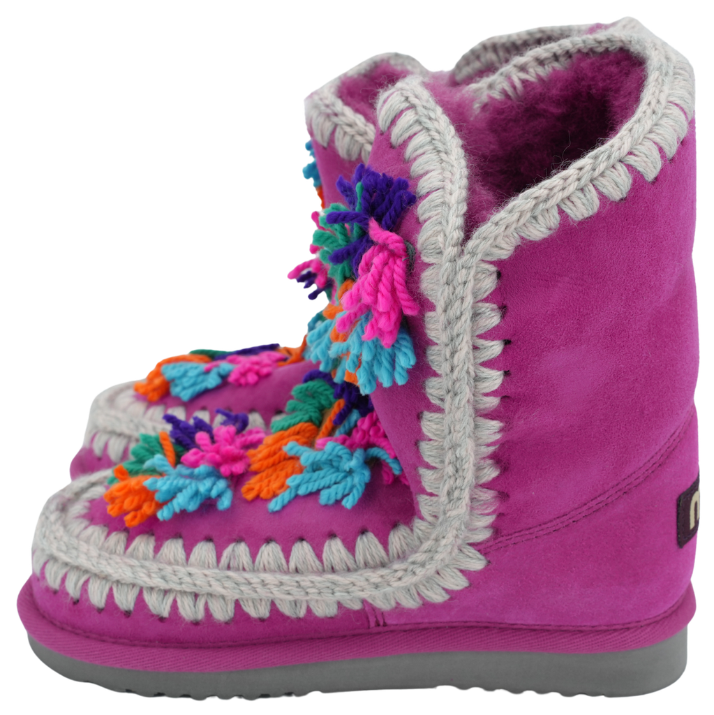 MOU - BOOTS FOURRÉES ROSE FLUO POUR ENFANT
