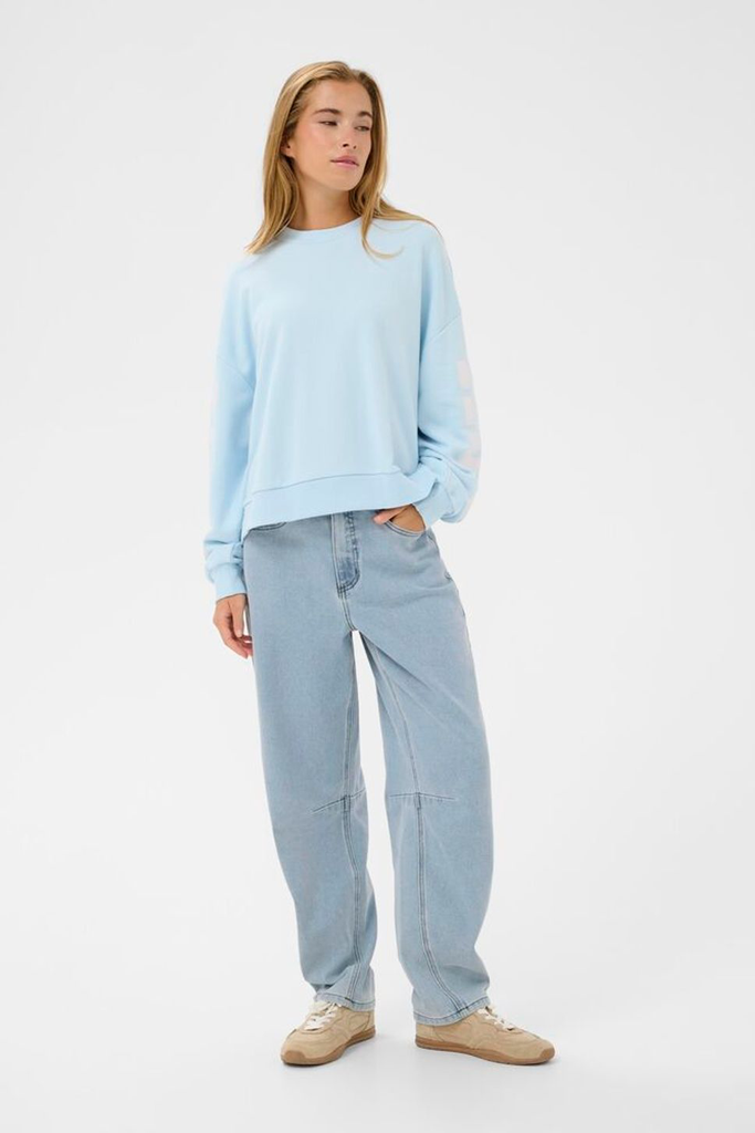 KAFFE - JEANS BARREL "KAMINNA" BLEU CLAIR