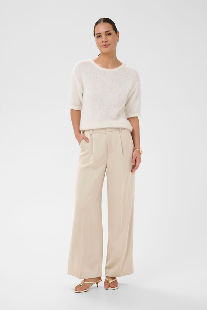 KAFFE - PANTALON "KARORY" BEIGE SATINÉE