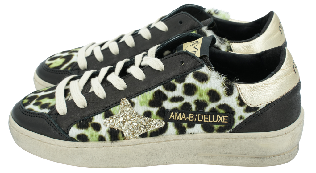 AMA BRAND - LEOPARD GREEN "SLAM" SNEAKERS