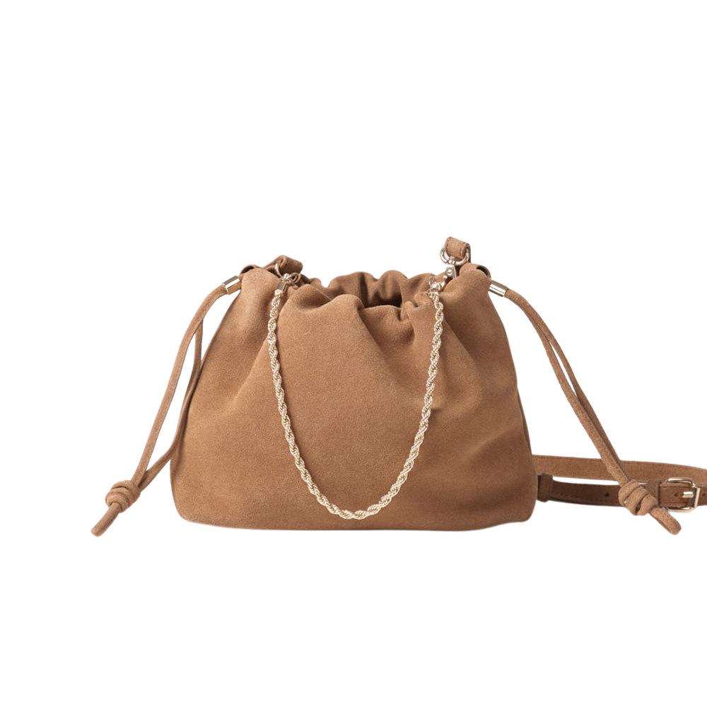 MARADJI - "TESSA" BALL BAG IN BEIGE SUEDE LEATHER