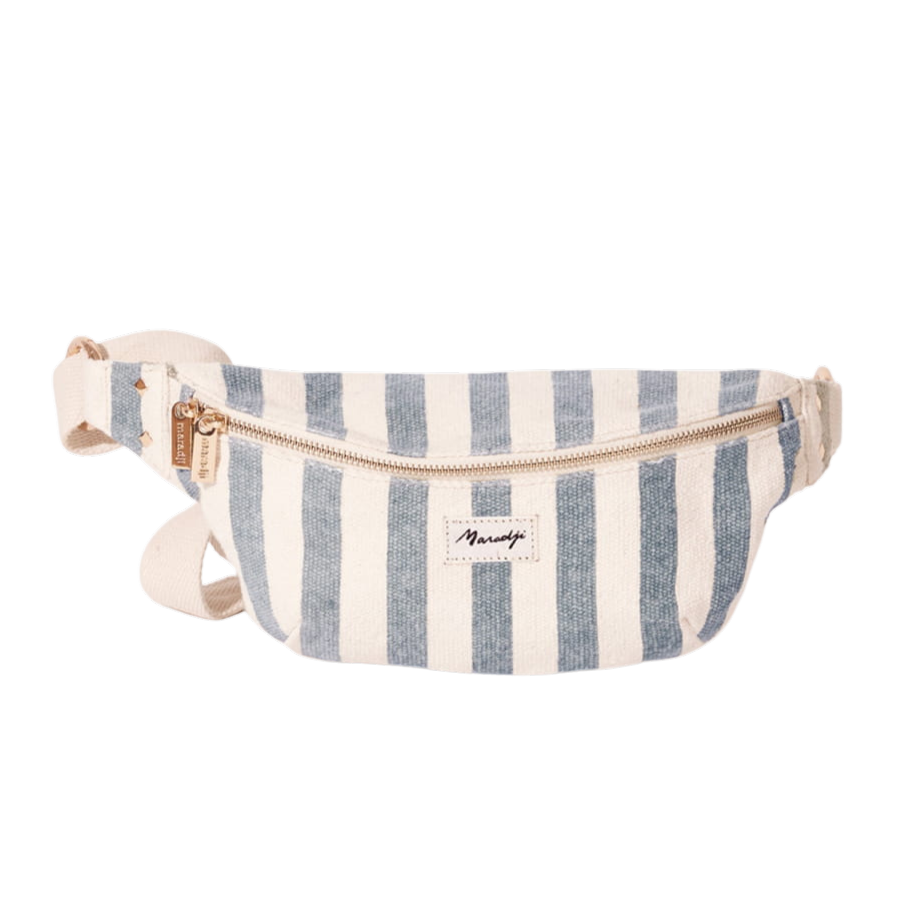 MARADJI - "NICOLE" BEIGE AND BLUE STRIPED WAIST BAG