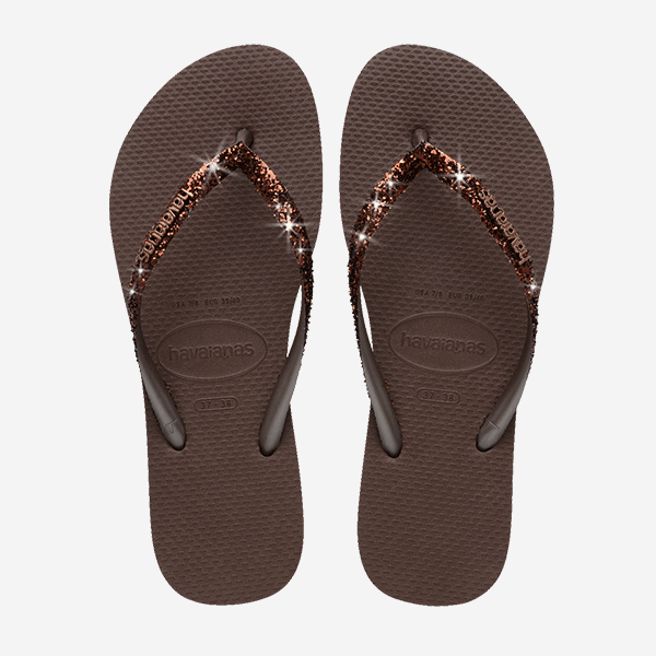 HAVAIANAS - BROWN “SLIM GLITTER II” FLIP FLOPS