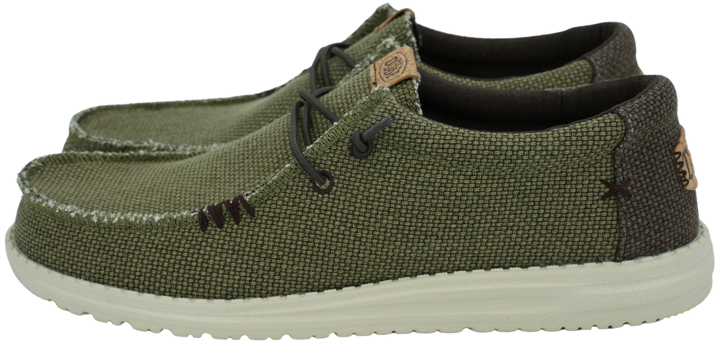 HEY DUDE - BRUINE EN KHAKI MOCASSINS MET "WALLY-BRAIDED" (40)