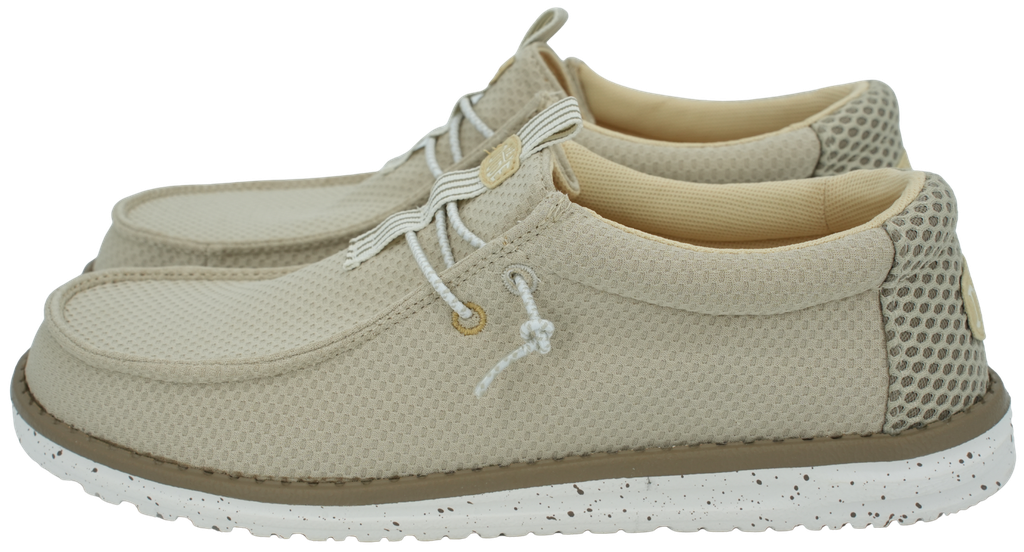 HEY DUDE - BEIGE "WALLY MESH" MOCCASINS (40)