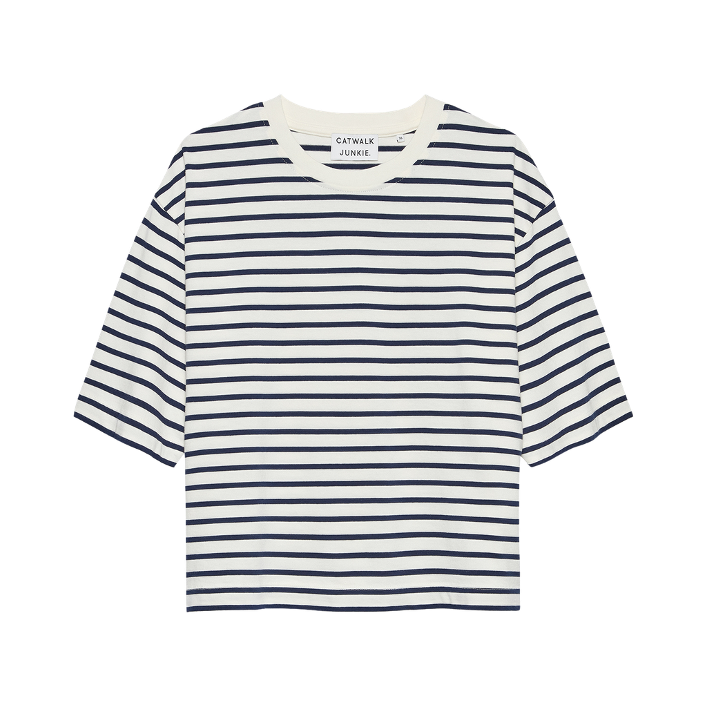 CATWALK JUNKIE – BLAU-WEISS-BRAUN GESTREIFTES T-SHIRT