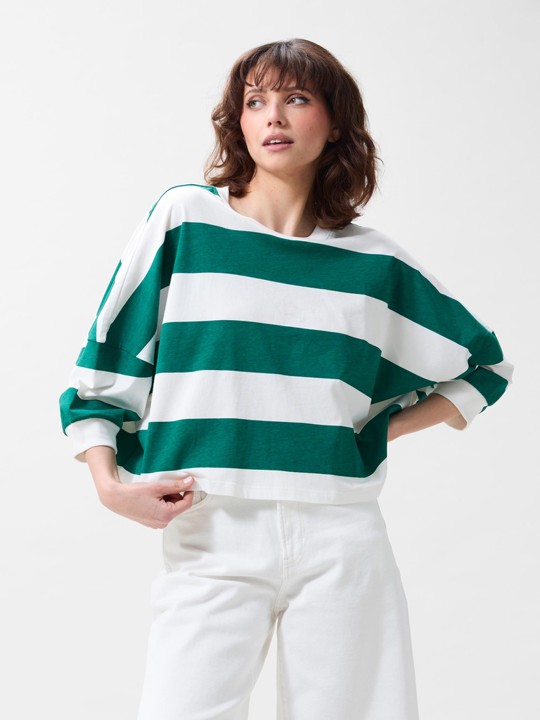 CATWALK JUNKIE - WHITE AND GREEN LONG-SLEEVED T-SHIRT