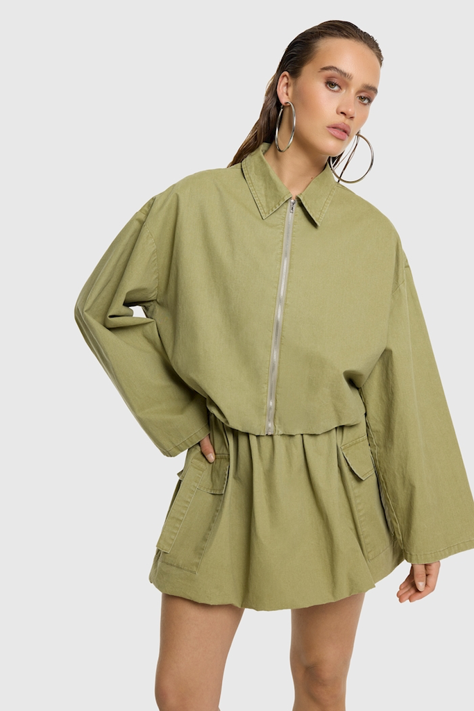 REFINED DEPARTMENT - "ALEY" KHAKI JACKET (XS)