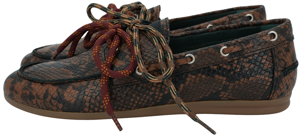 KIRRUNA - "MOC 12" BRAUNE PYTHON-MOKASSEN (36)