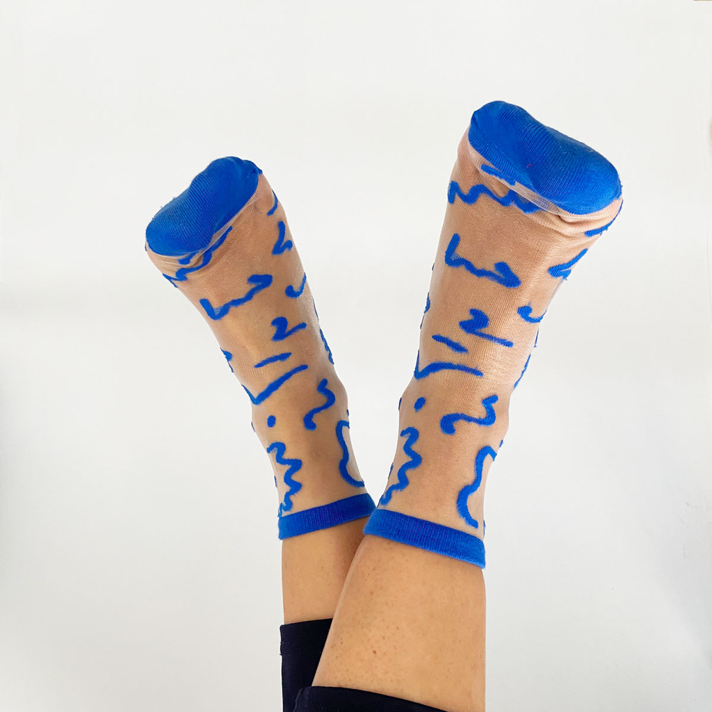 SOCKETTE - CHAUSSETTES "MARIE" BLEUES ÉLECTRIQUES