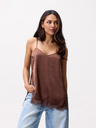 CATWALK JUNKIE - BLOUSE MARRON EN DENTELLE