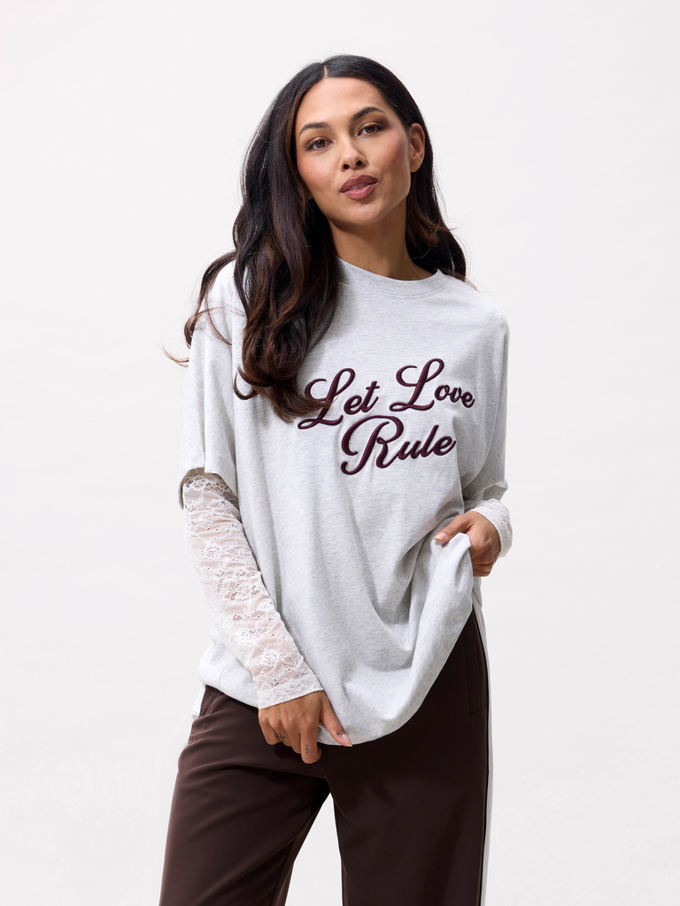 CATWALK JUNKIE - OVERSIZED GRIJS T-SHIRT MET GRAFIEK