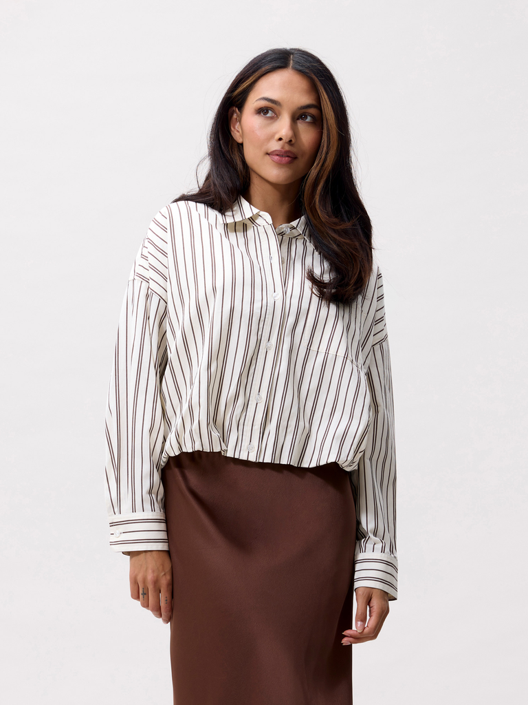 CATWALK JUNKIE – BEIGE-BRAUN GESTREIFTES HEMD