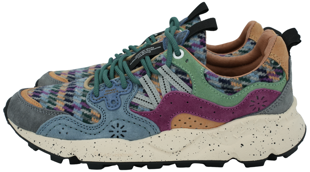 FLOWER MOUNTAIN - BLUE AND BURGUNDY "YAMANO 3" SNEAKERS