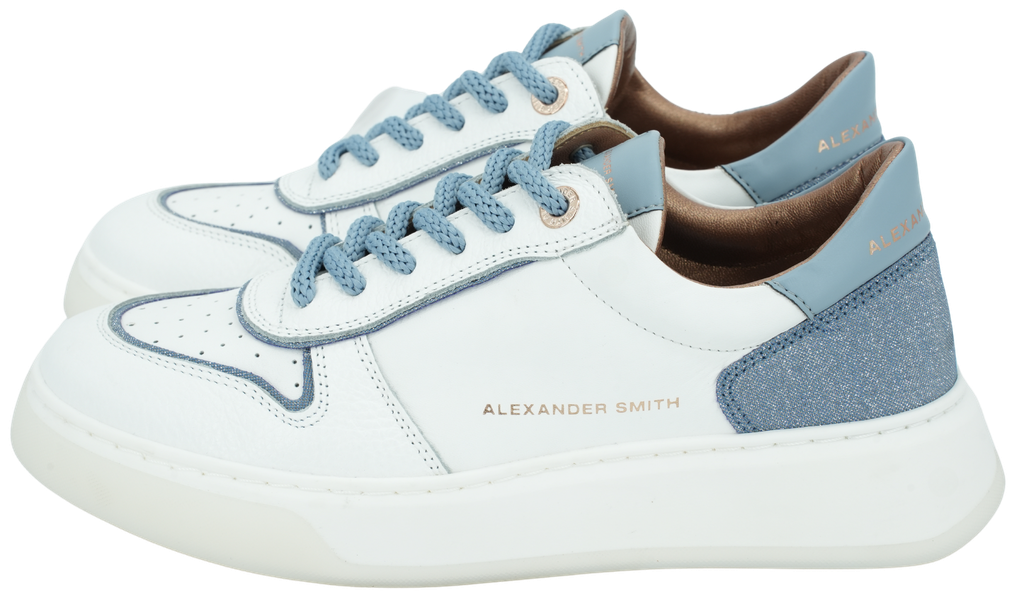 ALEXANDER SMITH - WITTE EN BLAUWE SNEAKERS ‘HARROW’ (36)