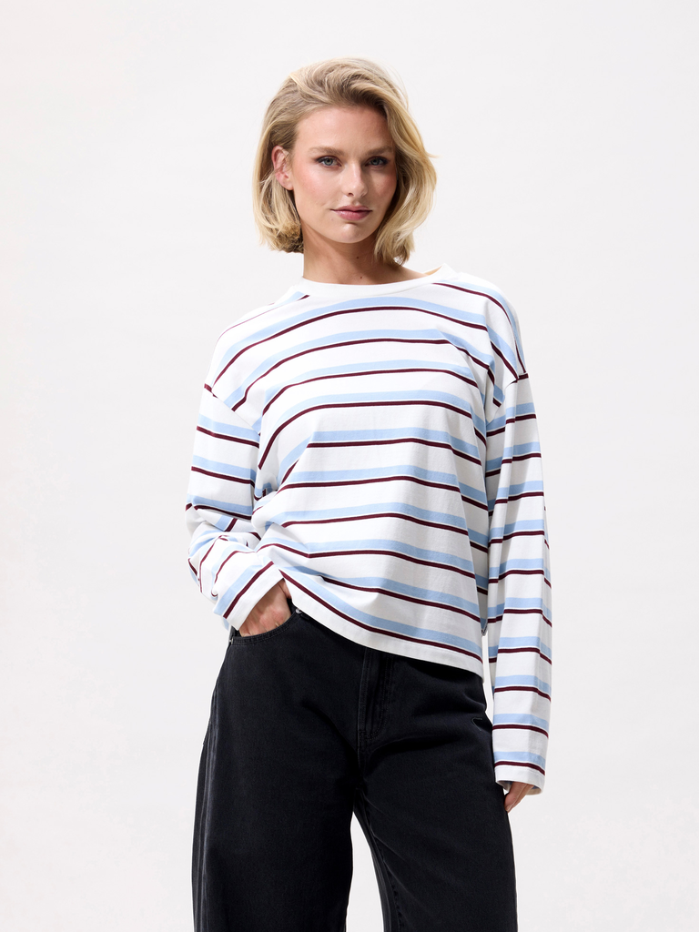 CATWALK JUNKIE - T-SHIRT LONGUE MANCHE BLANC LIGNÉ BLEU