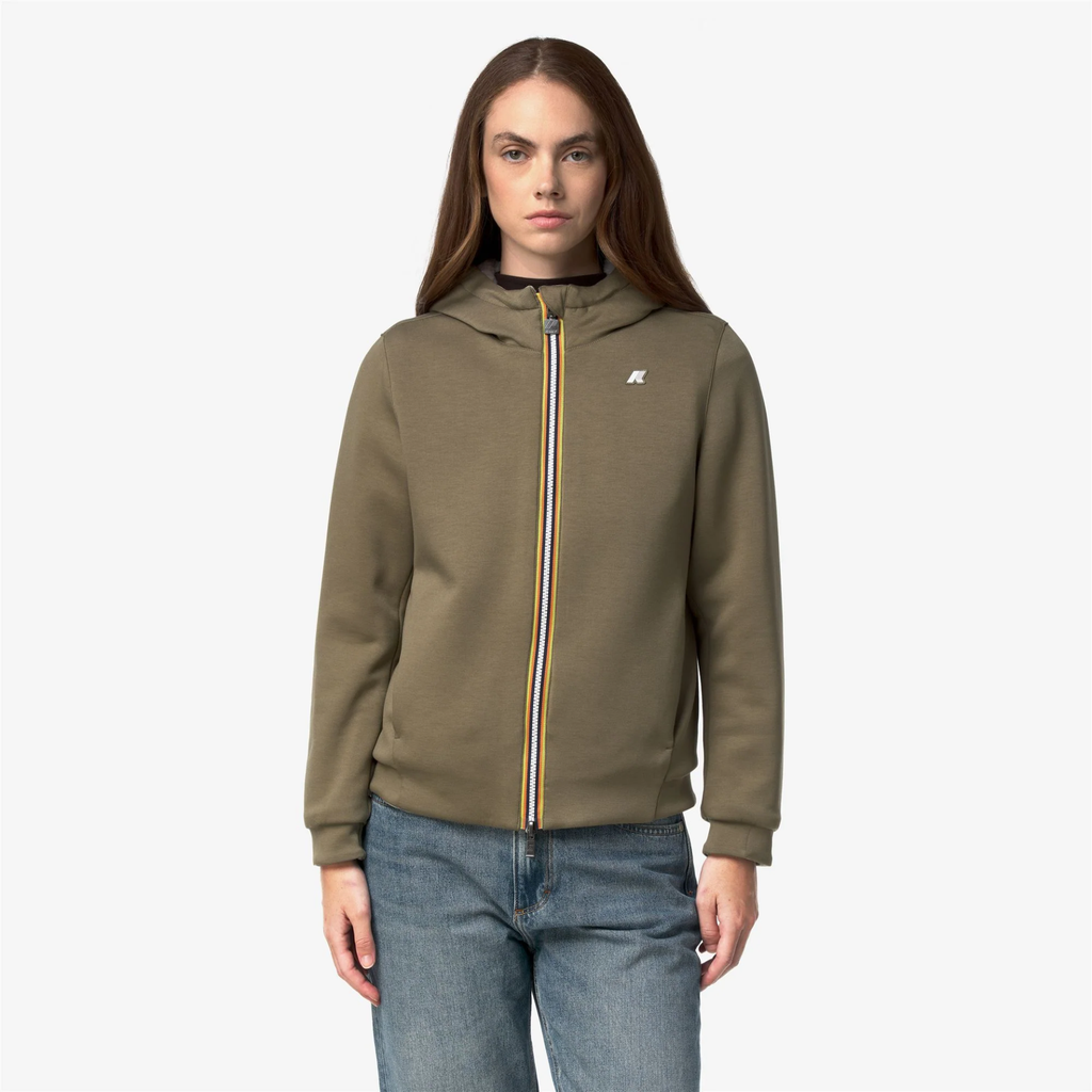 K-WAY - "DEVA LIGHT SPACER FUR DOUBLE" JACKET - KHAKI