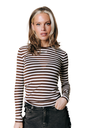 COLOURFUL REBEL - T-SHIRT LONGUES MANCHES "JUNA" MARINIÈRE MARRON