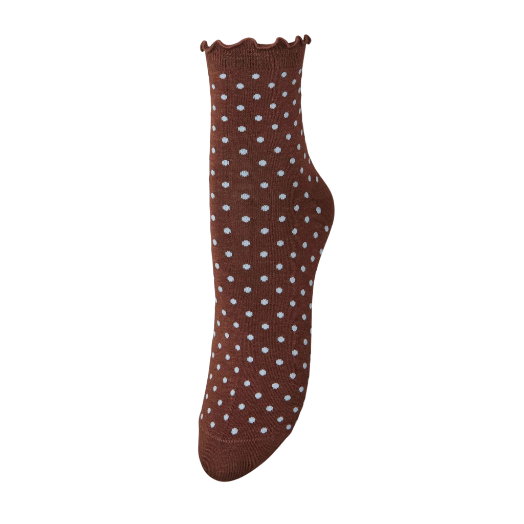 BECKSÖNDERGAARD -  CHAUSSETTES "DOTTED FRILLA" MARRONS