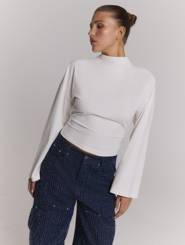 REFINED DEPARTMENT - T-SHIRT MANCHES LONGHES BLANC DOS NU