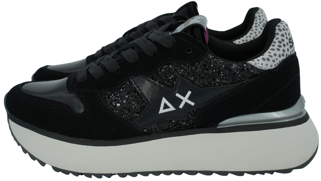 SUN68 - "BIG STARGIRL GLITTER" BLACK SNEAKERS (36)