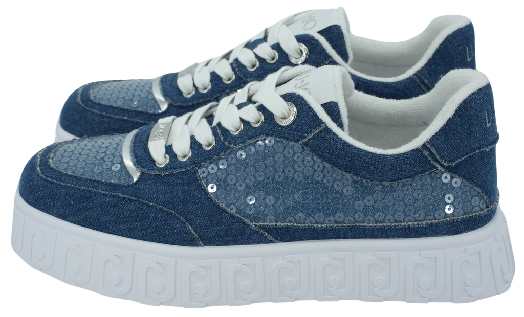 LUI JO - „LOVELY 01“ JEANS-SNEAKER MIT PAILLETTEN