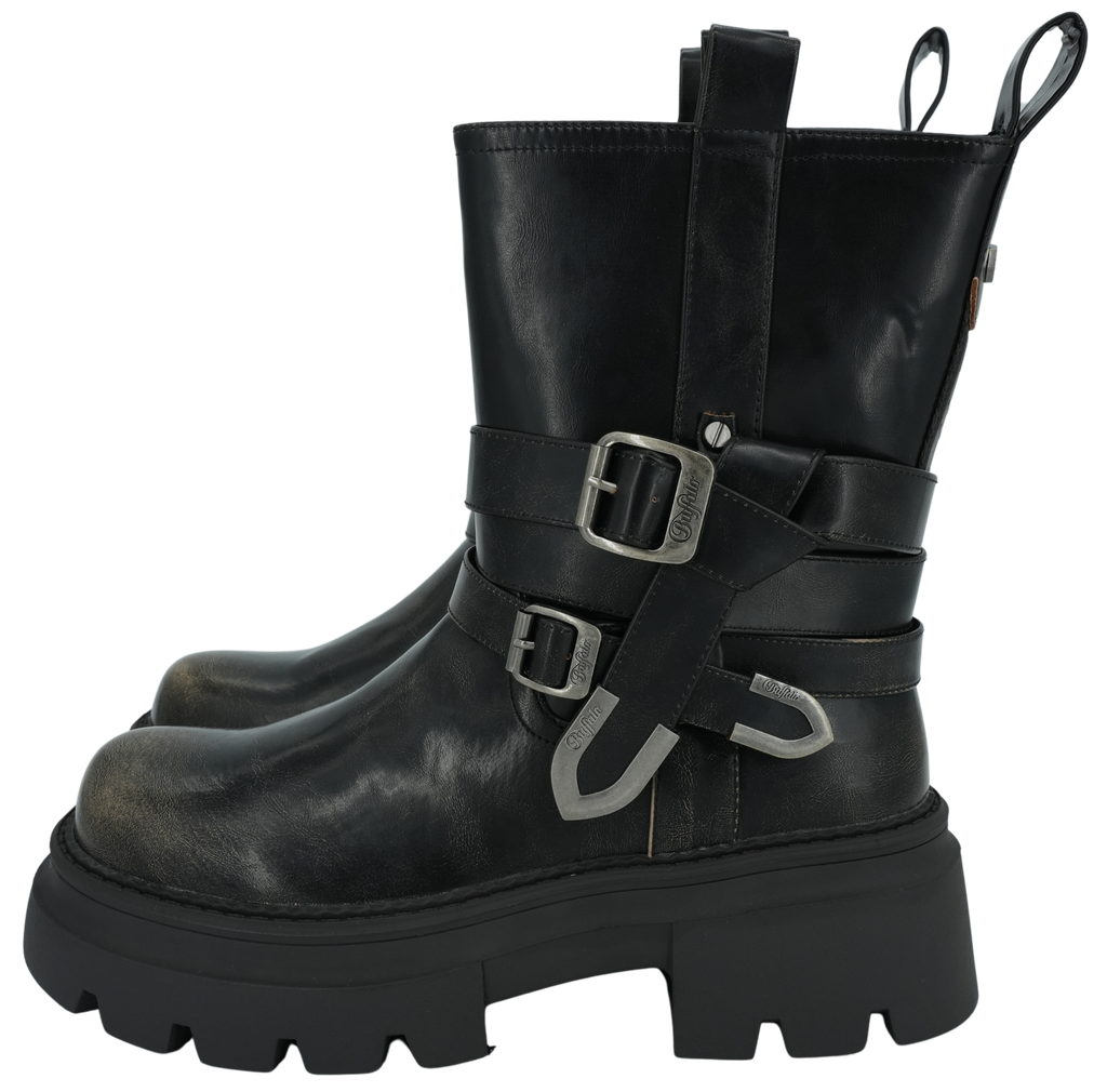 BUFFALO - BOOTS "MAVE BIKER BELT" NOIRES (36)