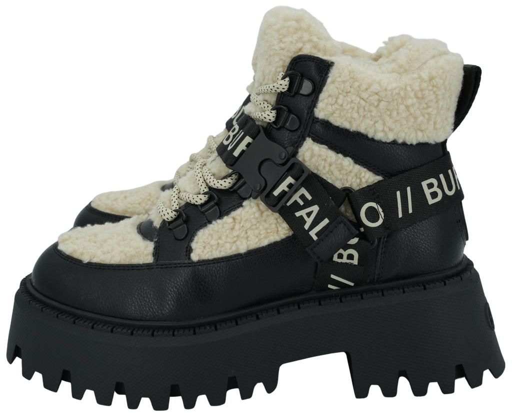 BUFFALO - "ASPEN MID WARM" ZWARTE EN BEIGE SNEAKERS